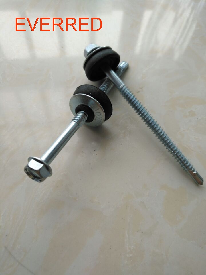 Hex washer head self drilling screw with bowl type EPDM washer